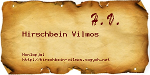 Hirschbein Vilmos névjegykártya